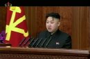 In this Tuesday, Jan. 1, 2013 image made from video, North Korean leader Kim Jong Un speaks on podium in Pyongyang, North Korea. Making his first New Year's speech, Kim called Tuesday for his country to focus on economic improvements with the same urgency that scientists put into the launch of a long-range rocket last month. (AP Photo/KRT via AP Video) TV OUT, NORTH KOREA OUT