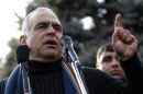 Presidential candidate Hovannisian addresses supporters at a rally in Yerevan
