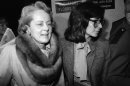 FILE - In this Feb. 9, 1981 file photo, Jean Harris, left, arrives at court in White Plains, New York Monday, Feb. 9, 1981. Harris, the patrician girls' school headmistress who spent 12 years in prison for the 1980 killing of her longtime lover, "Scarsdale Diet" doctor Herman Tarnower, in a case that rallied feminists and inspired television movies, died Sunday, Dec. 23, 2012, in New Haven, Conn. She was 89. (AP Photo/David Handschuh, File)