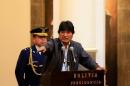 Bolivia's President Evo Morales speaks during a ceremony commemorating May Day in La Paz, Bolivia