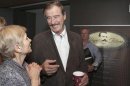 Former President of Mexico Fox talks with Tolson before a news conference held by commercial marijuana company Diego Pellicer Inc. in Seattle, Washington