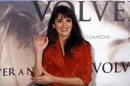 Spanish actress Cruz gestures during a photocall to present her latest film "Volver a nacer" in Madrid