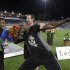 Jamaica's Bolt celebrates with his compatriot Blake during the Athletissima Diamond League meeting in Lausanne