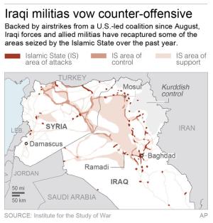 Map shows location of fighting across Iraq.; 2c x 5&nbsp;&hellip;