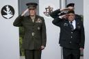 U.S. Chairman of the Joint Chiefs of Staff Dunford and Israel's Chief of Staff Lieutenant General Eizenkot salute in Tel Aviv