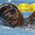 Diguan Pigot of Suriname swims during a practice session at the Aquatics Centre at Olympic Park ahead of the 2012 Summer Olympics, Friday, July 27, 2012, in London. (AP Photo/Daniel Ochoa De Olza)