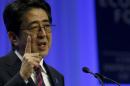 Japan's Prime Minister Abe addresses session of WEF in Davos