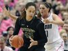 Baylor's Brittney Griner, left, is pressured by Connecticut's Stefanie Dolson during the first half of an NCAA college basketball game in Hartford, Conn., Monday, Feb. 18, 2013. (AP Photo/Jessica Hill)