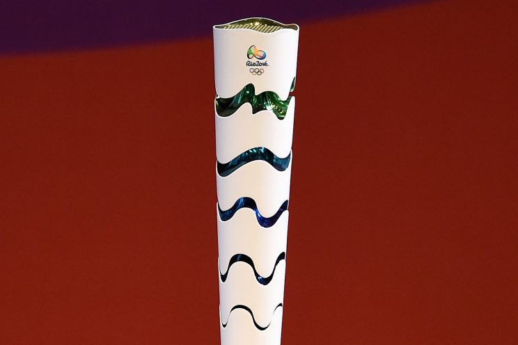 The Rio 2016 Olympic torch is seen during its launching ceremony on July 3, 2015 in Brasilia, Brazil. (Getty)