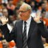 Syracuse head coach Jim Boeheim shows his displeasure with an official's call during the second half against Princeton in an NCAA college basketball game in Syracuse, N.Y., Wednesday, Nov. 21, 2012. Syracuse won 73-53. (AP Photo/Kevin Rivoli)