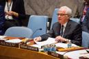 Russian ambassador to the United Nations Vitaly Churkin chairs a Security Council meeting on a French-Spanish resolution on Syria at the UN headquarters, October 8, 2016