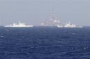 Chinese oil rig Haiyang Shi You 981 is seen surrounded by ships of China Coast Guard in the South China Sea