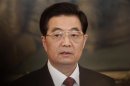 China's President Hu makes a press statement in Vienna
