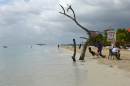 the tide gnaws away at a badly eroding patch of resort-lined beach in Negril in western Jamaica