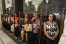 Syrian women attend mass in the Catholic Patriarchate in Damascus