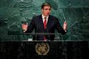 Serbia's Prime Minister Vucic addresses the United Nations General Assembly in New York