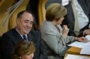 Scotland's First Minister Alex Salmond smiles during a debate in the Scottish Parliament on 'Scotland's Future,' in Edinburgh