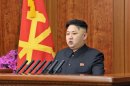 North Korean leader Kim Jong-un delivers a New Year address in Pyongyang