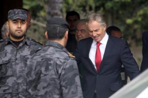 Middle East Quartet envoy Tony Blair (R) leaves after &hellip;