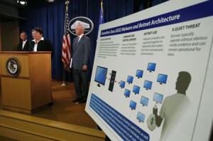 U.S. Assistant Attorney General Caldwell of the Justice Department&#39;s Criminal Division announces criminal charges and two global cyber fraud disruptions, Gameover Zeus and Cyrptolocker, at the Department of Justice in Washington