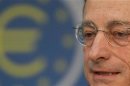 ECB President Draghi speaks during the monthly news conference in Frankfurt