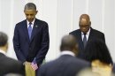 U.S. President Barack Obama attends an official dinner with South African President Jacob Zuma in Pretoria