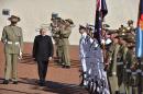 Indian Prime Minister Narendra Modi (2-L) inspects the Federation Guard during a ceremonial welcome at the Parliament House in Canberra on November 18, 2014