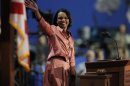 Former U.S. Secretary of State Condoleezza Rice waves as she arrives to address the third session of the 2012 Republican National Convention in Tampa