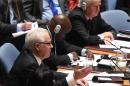 Russia's Ambassador to the UN Vitaly Churkin speaks during a meeting of the United Nations Security Council on September 19, 2014 in New York