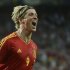 Fernando Torres celebrates scoring a late goal against Italy during Sunday's Euro 2012 final