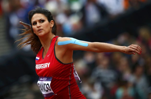 Paraguay&#39;s Leryn Franco competes in the women&#39;s javelin throw qualification at the London 2012 Olympic Games