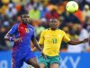 Cape Verde's Soares challenges South Africa's Dikgacoi during the opening match of the Africa Cup of Nations (AFCON 2013) soccer tournament in Soweto