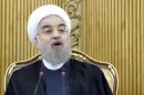 Iranian President Hassan Rouhani speaks after returning from the annual United Nations General Assembly, in Tehran