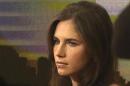 Amanda Knox looks on before speaking on NBC News' "Today" show in New York