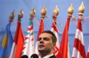 Jobbik President Vona delivers a speech at a rally in Budapest