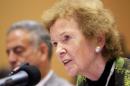 U.N. Special Envoy Mary Robinson speaks during the extraordinary summit of the International Conference on the Great Lakes Region (ICGLR) head of states emergency summit in Uganda's capital Kampala
