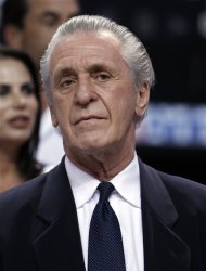 Miami Heat President Pat Riley watches during the first half of Game 7 of the NBA basketball playoffs Eastern Conference finals against the Boston Celtics, Saturday, June 9, 2012, in Miami. (AP Photo/Lynne Sladky)