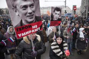 People carry portraits of opposition leader Boris Nemtsov &hellip;