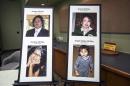 This photo display at a press conference at the San Bernardino County Sheriff's Department headquarters in San Bernadino, Calif., shows Joseph and Summer McStay, and their children Gianni and Joseph Mateo who went missing in 2010 from their San Diego home. The San Bernardino County Sheriff said Friday, Nov. 15, 2013, that the family's skeletal remains were found buried in the desert about 60 miles northeast of Los Angeles earlier this week. (AP Photo/Ringo H.W. Chiu)