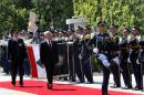 Lebanese President Michel Sleiman leaves the presidential palace in Baabda on May 24, 2014