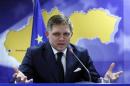 Slovakia's Prime Minister Fico speaks at a news conference at the end of a European leaders emergency summit on Ukraine in Brussels