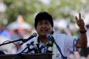 Bolivia's President Evo Morales speaks during a Democratic and Cultural revolution celebration in Ivirgarzama