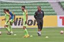 Carlos Queiroz watches his players train ahead of their upcoming match on January 10, 2015