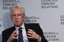 Italian PM Monti speaks at the Council on Foreign Relations in New York