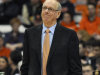 Syracuse coach Jim Boeheim watches during the first half of an NCAA college basketball game against Detroit in Syracuse, N.Y., Monday, Dec. 17, 2012. (AP Photo/Kevin Rivoli)
