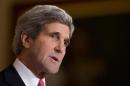 FILE - In this Jan. 17, 2014 file photo, Secretary of State John Kerry speaks at the State Department in Washington. The US on Wednesday warned Russia against a military intervention in Ukraine, saying such a move would be a 