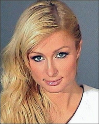 Mug shot of Paris Hilton.