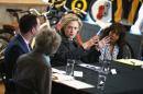 Hillary Clinton Campigns In Iowa, Meeting With Small Business Owners