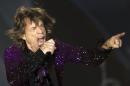 FILE - In this June 4, 2014 file photo, Rolling Stones singer Mick Jagger performs during a concert in Hayrkon Park in Tel Aviv, Israel. In whatís fast becoming something of a modern World Cup tradition, Brazilians are closely following every team the 70-year-old rock star supports with an eye for mocking the alleged spell he casts on every team he picks. Brazilian media has taken to calling his pick, Jaggerís ìpe frio,î a term describing the bad luck he brings teams that translates literally as ìcold foot.î(AP Photo/Ariel Schalit, File)