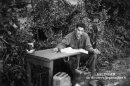 This undated image provided by The Story Factory, shows J.D. Salinger working on "Catcher in the Rye" during World War II. Shane Salerno, a screenwriter, has taken on a surprising and news-making identity: the latest, and, apparently, greatest seeker of clues about J.D. Salinger.(AP Photo/The Story Factory, Paul Fitzgerald)